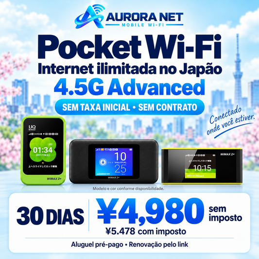 【PROMOÇÃO LIMITADA】Pocket Wi-Fi 4.5G | 100GB ou Ilimitado | 30 dias