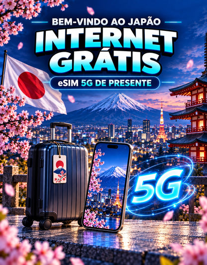 Bem-vindo ao Japão — Internet grátis — eSIM 5G de presente